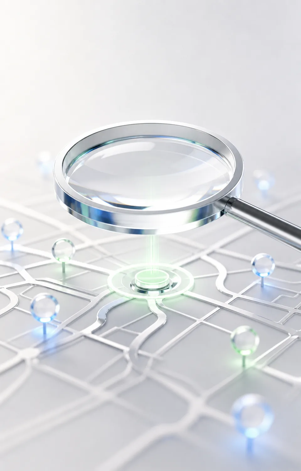 Optical search lens focusing on a network of local map points