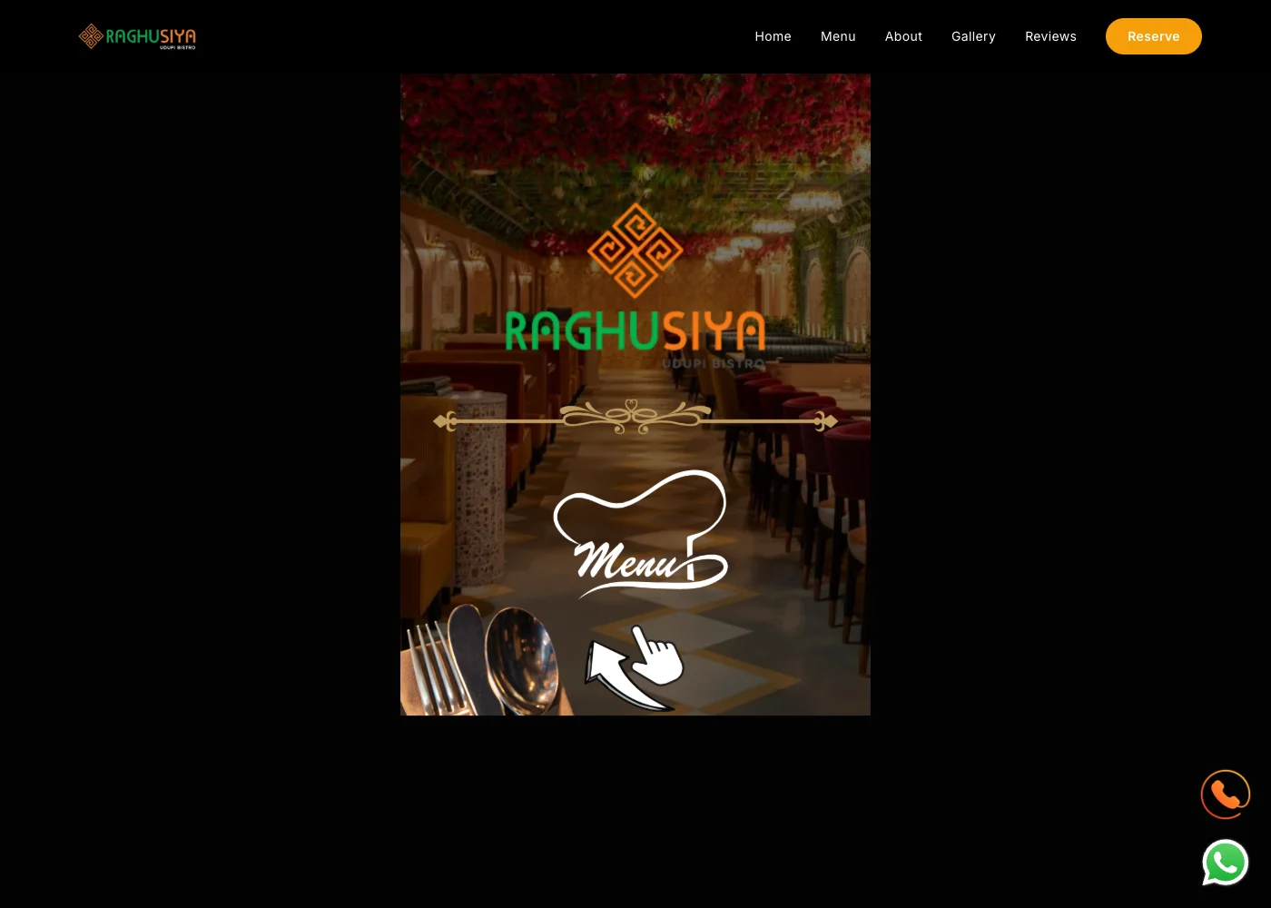 Raghusiya Udupi Bistro website preview